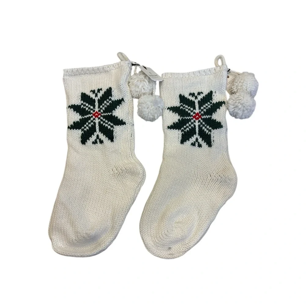 Hearth & Hand Magnolia Green‎ Snowflake Christmas Jacquard Knit Stockings NWT